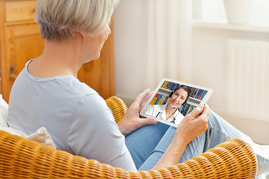 telemedicine senior woman tablet computer medicare
